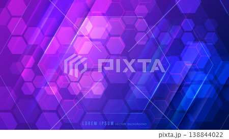Abstract vibrant vector background with translucent hexagon pattern. Diagonal lines and light effects Abstract vibrant vector background with translucent hexagon pattern. Diagonal lines and light effects 138844022
