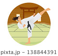 道場で空手の練習をする女子選手 138844391