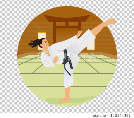 女運動員在道場練習空手道 138844391