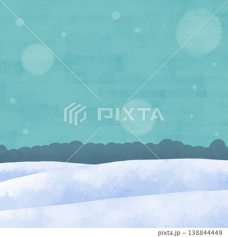 冬の雪景色と青空の背景イラスト 冬の雪景色と青空の背景イラスト 138844449