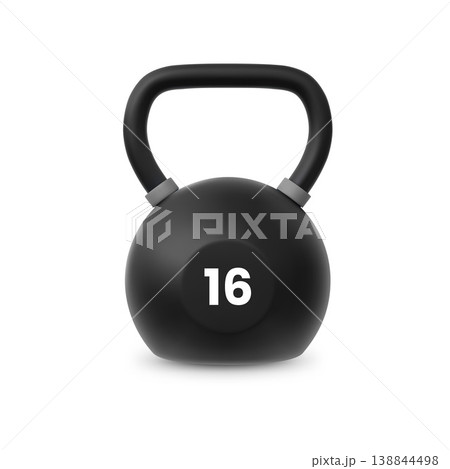 Kettlebell sixteen 16 kilograms realistic 3D vector icon, gym strength training, sport equipment weight lifting exercise Kettlebell sixteen 16 kilograms realistic 3D vector icon, gym strength training, sport equipment weight lifting exercise 138844498