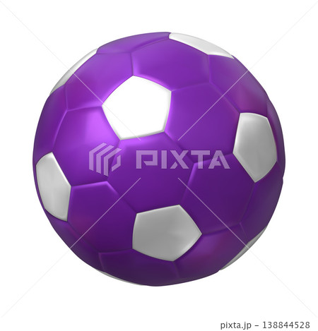 Soccer ball realistic 3D vector icon, football ball, sports equipment for field team game, purple white hexagon pattern 138844528