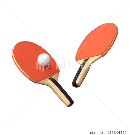 Two rackets with ball for playing table tennis, ping-pong bats for hitting the ball vector render illustration isolated Two rackets with ball for playing table tennis, ping-pong bats for hitting the ball vector render illustration isolated 138844532