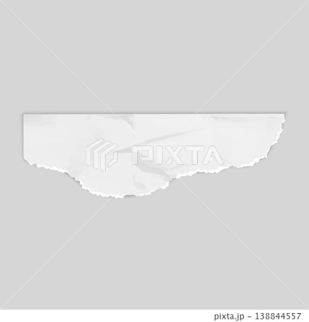 The torn corner of crumpled paper piece, vector realistic white torn sheet of wrinkled cardboard, notebook fragment 138844557