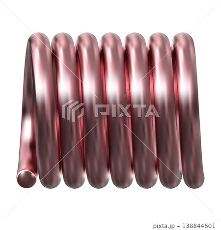 Pink metal spring, compressed copper brass coil, vector 3D realistic flexible spiral metal wire, steel coil for absorber 138844601