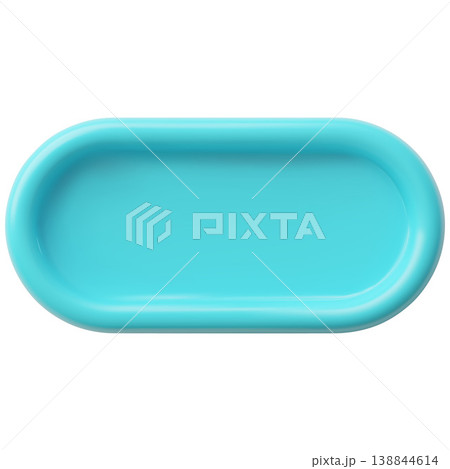 A 3D icon of a blue oval capsule-shaped button with a center depression. A 3D icon of a blue oval capsule-shaped button with a center depression. 138844614