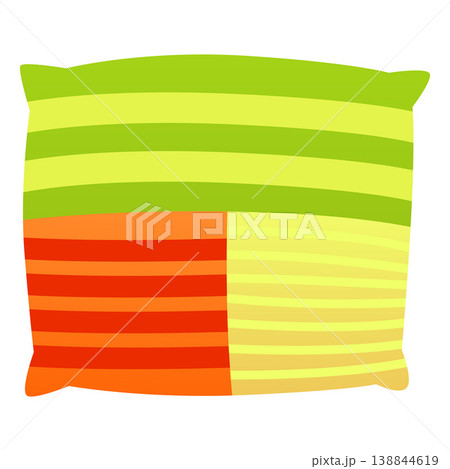 A vibrant Mexican-style decorative pillow with green, yellow, and orange stripes. 138844619