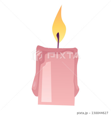 Burning candle with melted wax flat vector icon, glowing lit paraffin candle with fire flame, church religion ceremony Burning candle with melted wax flat vector icon, glowing lit paraffin candle with fire flame, church religion ceremony 138844627