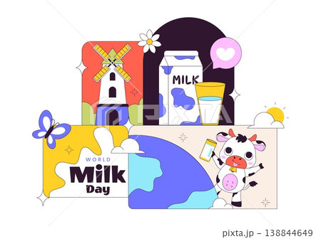 World Milk Day Vector Illustration Fresh Dairy Concept With Cow Farm Milk Bottle Cheese And Healthy Nutrition Theme For Celebration Design World Milk Day Vector Illustration Fresh Dairy Concept With Cow Farm Milk Bottle Cheese And Healthy Nutrition Theme For Celebration Design 138844649