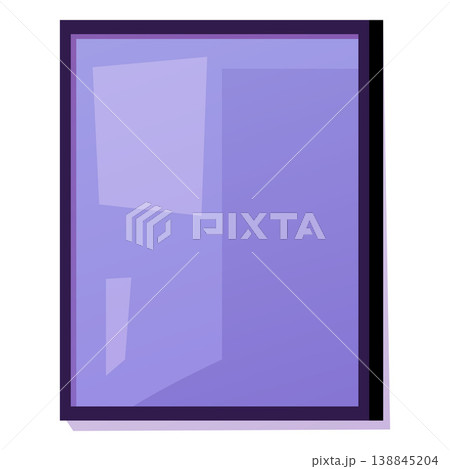 A rectangular mirror in a dark frame with a reflection. 138845204