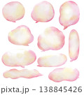 水彩風ふんわり手描きの吹き出しセット（ピンク） 138845426