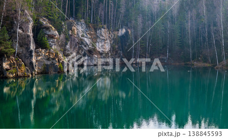 Adrspach Teplice Rocks Sandstone Formations and Forest Trail in Czech Republic 138845593