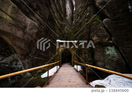 Adrspach Teplice Rocks Sandstone Formations and Forest Trail in Czech Republic Adrspach Teplice Rocks Sandstone Formations and Forest Trail in Czech Republic 138845600