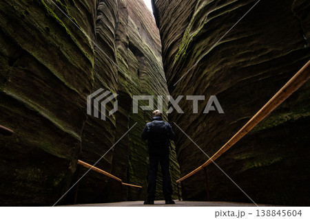 Adrspach Teplice Rocks Sandstone Formations and Forest Trail in Czech Republic 138845604
