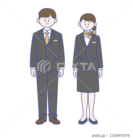 ホテルフロントスタッフの男女全身イラスト ホテルフロントスタッフの男女全身イラスト 138845979