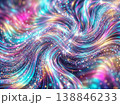 幻想的なオーロラカラーの光ウェーブ粒子背景素材 138846233