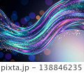 幻想的なオーロラカラーの光ウェーブ粒子背景素材 138846235