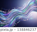 幻想的なオーロラカラーの光ウェーブ粒子背景素材 138846237