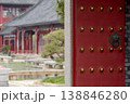 Traditional Chinese Red Temple Door With Brass Studs Framing Historic Courtyard Architecture 138846280