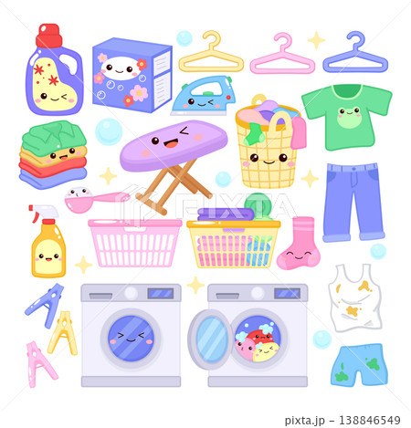 Cute whimsical laundry day clipart collection Cute whimsical laundry day clipart collection 138846549