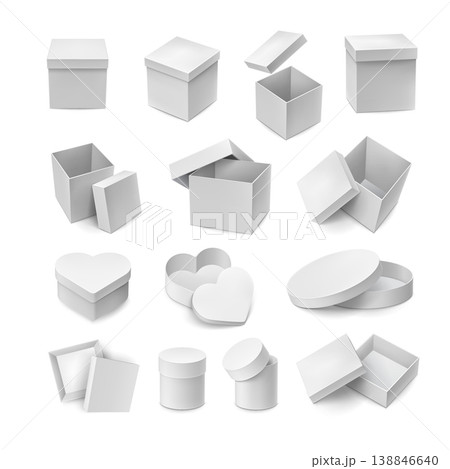 Various opened and closed cardboard boxes mockup 138846640