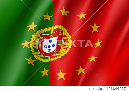 Portugal national flag with a star circle of EU 138846657