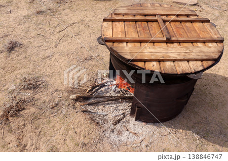 steel pot on the construction site steel pot on the construction site 138846747