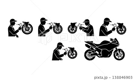 Black Solid Brake Rotor Warping Inspection Silhouettes 138846903