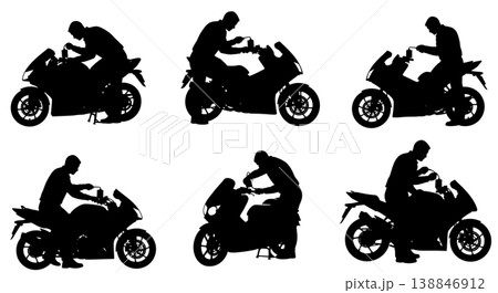 Black Solid Brake Fluid Level Check Silhouettes 138846912