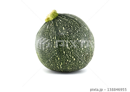 Round Zucchini Squash Isolated On White Background Fresh Green Summer Vegetable Round Zucchini Squash Isolated On White Background Fresh Green Summer Vegetable 138846955