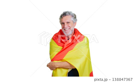 Senior man smiling with national flag, transparent background Senior man smiling with national flag, transparent background 138847367
