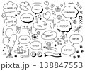 ポップでおしゃれな手書きの吹き出しとイラストセット 138847553