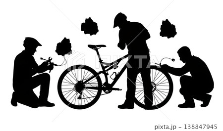 Black Solid Dropper Post Cable Adjustment Silhouettes Black Solid Dropper Post Cable Adjustment Silhouettes 138847945