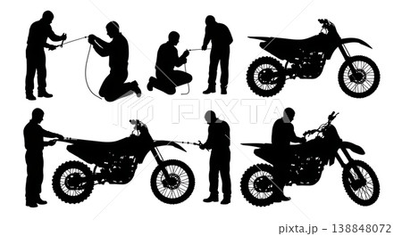 Black Solid Dirt Bike Clutch Cable Silhouettes 138848072