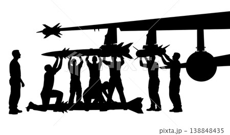 Black Solid Cockpit Avionics Troubleshooting Mechanics Silhouettes Set of Six on White Background Black Solid Cockpit Avionics Troubleshooting Mechanics Silhouettes Set of Six on White Background 138848435