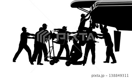 Black Solid Heavy Outdrive Removal Mechanic Silhouettes Set of Six on White Background Black Solid Heavy Outdrive Removal Mechanic Silhouettes Set of Six on White Background 138849311