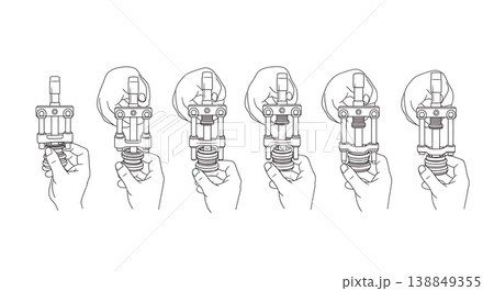 Black Solid Headset Press Tool Installation Silhouettes 138849355