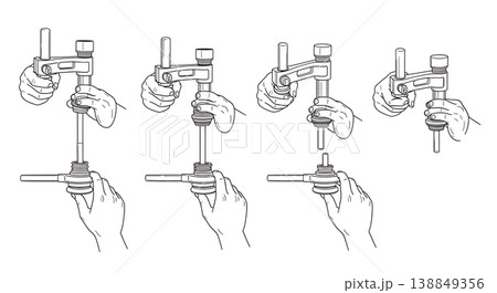 Black Solid Headset Press Tool Installation Silhouettes 138849356