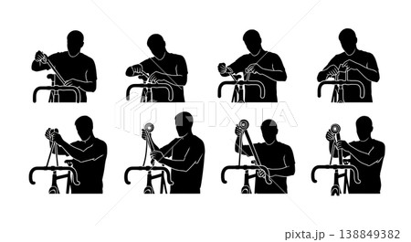 Black Solid Handlebar Tape Wrapping Mechanic Silhouettes 138849382