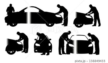 Black Solid Halogen Headlight Bulb Replacement Silhouettes Set of Six on White Background Black Solid Halogen Headlight Bulb Replacement Silhouettes Set of Six on White Background 138849433