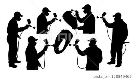 Black Solid Gas Tank Spray Painting Silhouettes Black Solid Gas Tank Spray Painting Silhouettes 138849469