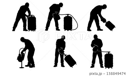 Black Solid Fuel Water Separator Filter Swap Silhouettes Set of Six on White Background Black Solid Fuel Water Separator Filter Swap Silhouettes Set of Six on White Background 138849474