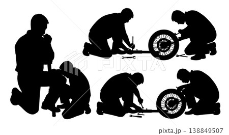 Black Solid Front Fork Seal Replacement Silhouettes Black Solid Front Fork Seal Replacement Silhouettes 138849507