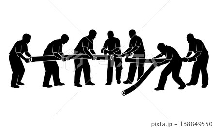 Black Solid Foam Grip Installation Mechanic Silhouettes 138849550