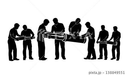 Black Solid Foam Grip Installation Mechanic Silhouettes Black Solid Foam Grip Installation Mechanic Silhouettes 138849551