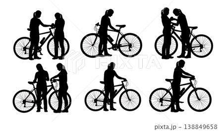Black Solid Female Mechanic Saddle Adjustment Silhouettes 138849658