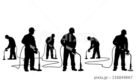 Black Solid Fiberglass Oxidation Buffing Mechanic Silhouettes Set of Six on White Background Black Solid Fiberglass Oxidation Buffing Mechanic Silhouettes Set of Six on White Background 138849667