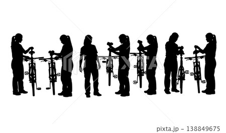 Black Solid Female Mechanic Saddle Adjustment Silhouettes 138849675