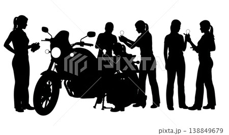Black Solid Female Headlight Bulb Change Silhouettes Black Solid Female Headlight Bulb Change Silhouettes 138849679