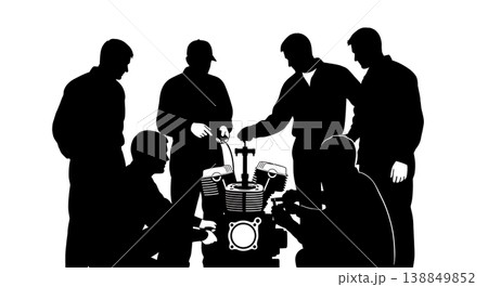Black Solid Engine Compression Test Silhouettes Black Solid Engine Compression Test Silhouettes 138849852